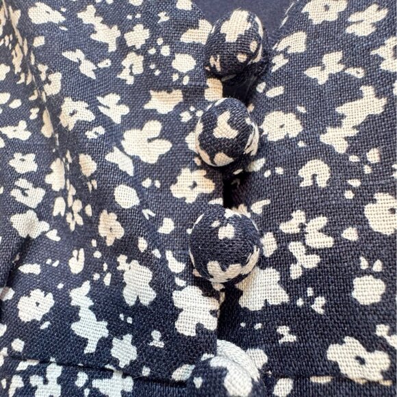 Banana Republic Womens Linen-Cotton Button Front A-Line Mini Dress 00P Navy Boho - Picture 6 of 15